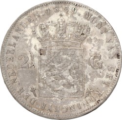 2½ Gulden. Willem III. 1859. Zeer Fraai +.