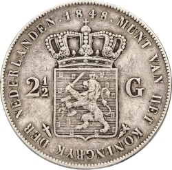 2½ Gulden. Willem II. 1848. Zeer Fraai +.