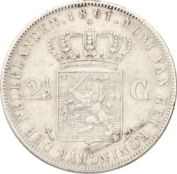 2½ Gulden. Willem III. 1861. Zeer Fraai +.