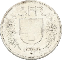 Switzerland. 5 francs. 1826 B. XF.