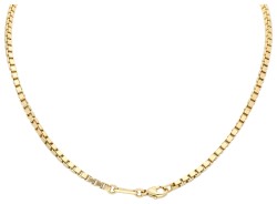 Chopard 18K geelgouden Happy Diamonds vierkante hanger aan collier.