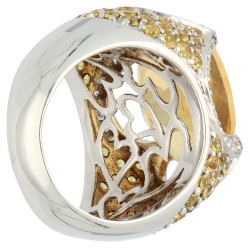 14K Witgouden cocktail ring met citrien, diamant en gele saffier