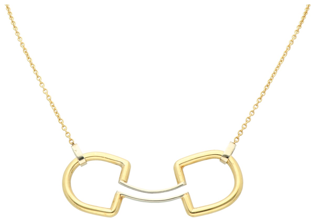 18K Bicolor gouden hanger aan collier