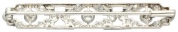 Platina staaf broche bezet met diamant en onyx