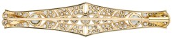 Gouden/zilveren négligé broche met roos geslepen diamant.