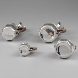 Art Nouveau koffie- en theeservies (4), Limousin & Souche (1905-1925), Parijs ca. 1910, zilver.