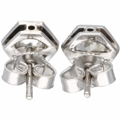 Witgouden solitair oorstekers bezet met ca. 0.84 ct. diamant - 14 kt.