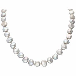 Eénrijig barok zoetwaterparel-collier met een 18 kt. witgouden sluiting bezet met ca. 0.06 ct. diamant.