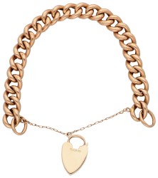 BWG 9K roségouden gourmette schakel armband met hartvormige bedel