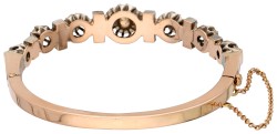 Gouden/zilveren bangle armband met roos geslepen diamant.