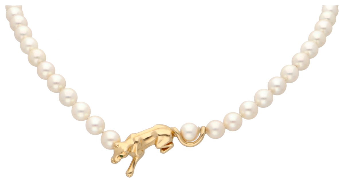 Cartier 18K geelgouden Panthère cultivé parel collier