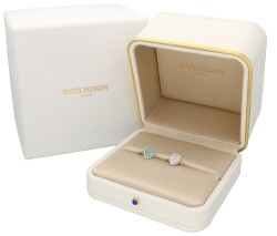 Boucheron set van twee 18K witgouden 'Serpent Bohème' ringen met diamant en aquaprase