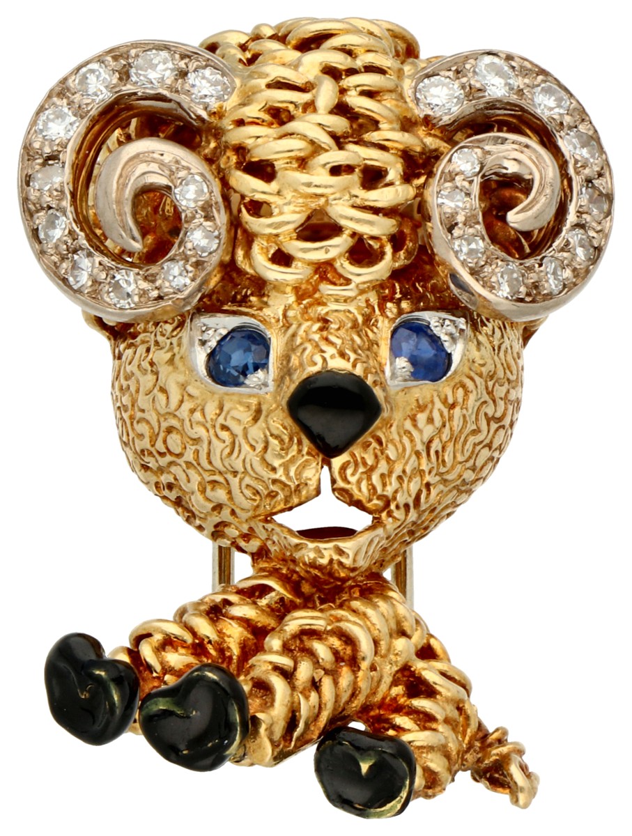 Goudwisselkantoor auction: Van Cleef & Arpels 18K yellow gold 'Charming Animals' collection ram clip.