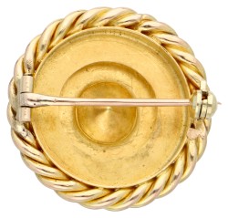 14K Antieke geelgouden broche met roos geslepen diamant.