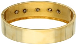 Gouden/zilveren bangle armband met applique bezet met roos geslepen diamanten.