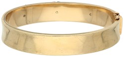 Gouden/zilveren bangle armband met zilveren applique et roos geslepen diamanten