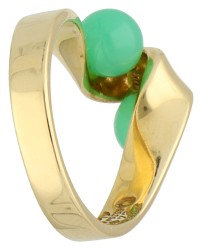 Grosse 18K geelgouden design ring 1972 met chrysoprase.