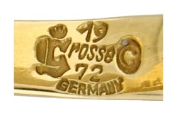 Grosse 18K geelgouden design ring 1972 met chrysoprase.