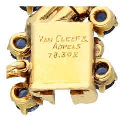 Van Cleef & Arpels 18K geelgouden schakelarmband met natuurlijk saffier