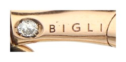 Bigli 18K roségouden schakel armband hout en diamant.