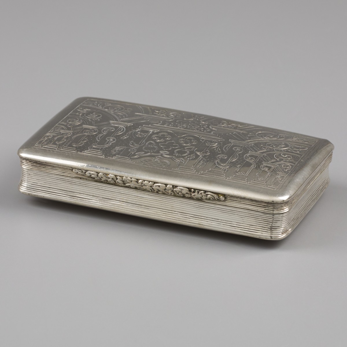 Tabaksdoos, Cornelis van Dam Kooijman, Schoonhoven 1856, zilver.