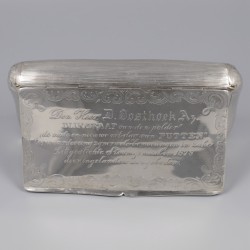 Grote tabaksdoos, Frederik van Baaren, Schoonhoven 1879, zilver.