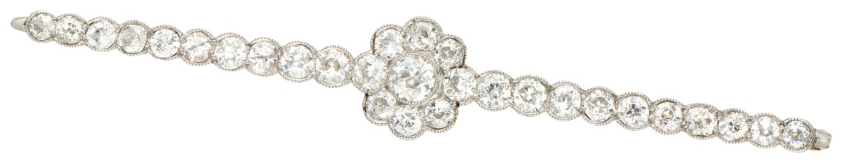 14K Geelgouden broche bezet met ca. 3.00 ct. diamanten.