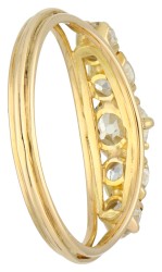 18K Geelgouden demi-alliance ring bezet met ca. 1.50 ct. diamanten.