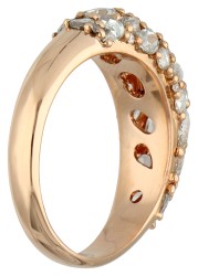 18K Roségouden demi-alliance ring met verschillende moderne roos slijpsels diamant.