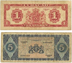 Curaçao. Lot 2 Bankbiljetten. Bankbiljet. Type 1939/1947. - Fraai.