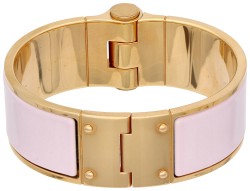 Hermès 'charnière' vergulde bangle armband bezet met roze emaille.