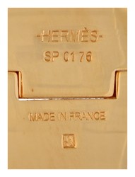 Hermès 'charnière' vergulde bangle armband bezet met roze emaille.