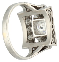 Platina retro ring bezet met ca. 0.75 ct. diamant.