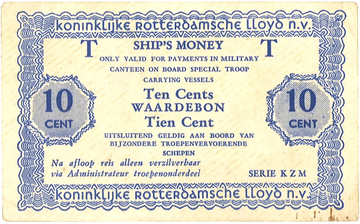 Nederland. 10 cent. Scheepsgeld. Type ND. Type Speciale Troepen. - Zeer Fraai.