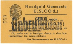 Nederland. 25 cent. Waardebon. Type 1940. Type Elsloo. - UNC.