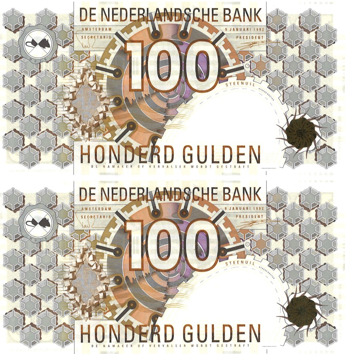 Nederland. Lot 2 Biljetten. Bankbiljet. Type 1992. - UNC.