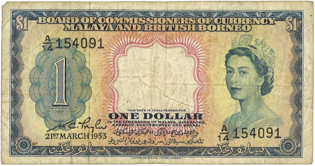 Malaya and British Borneo. 1 Dollar. Banknote. Type 1953. - Very fine.