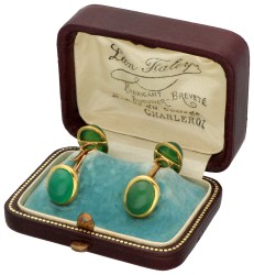 18K Geelgouden manchetknopen bezet met chrysopraas.