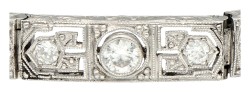 Art Deco 18K witgouden handgemaakte schakel armband bezet met ca. 1.21 ct. diamant.