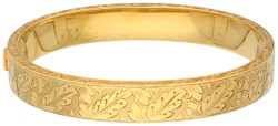 18K Geelgouden gegraveerde bangle armband