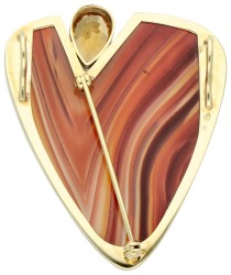 14K Geelgouden hanger/broche met agaat en citrien