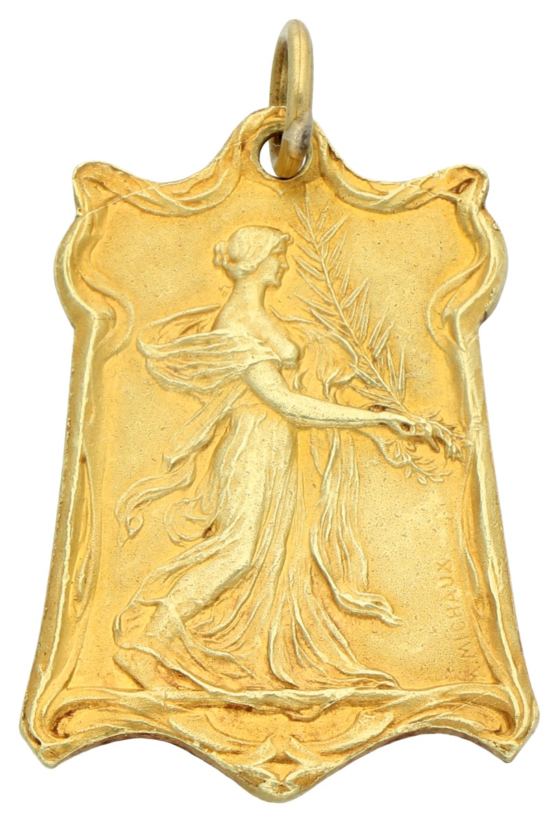 14K Geelgouden Art Nouveau laureaat medaille