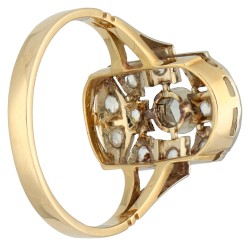 14K Witgouden Art Deco-stijl ring met roos diamant.