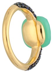 Pomellato 18K geelgouden Capri ring met chrysophrase en saffier.