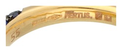 Pomellato 18K geelgouden Capri ring met chrysophrase en saffier.