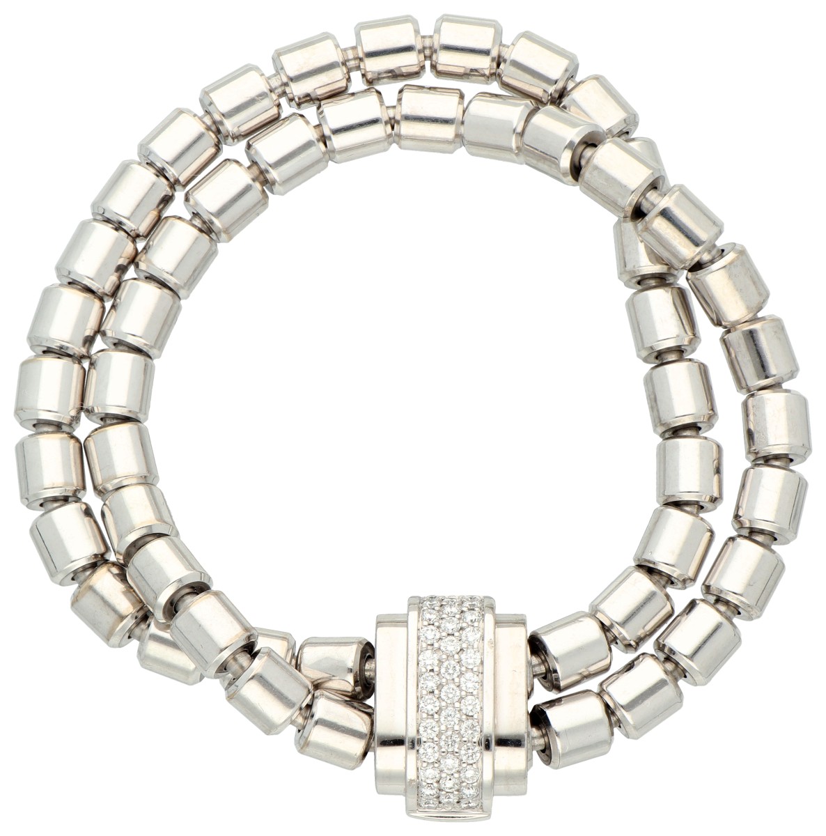 Piaget 18K witgouden Possession schakel armband bezet met ca. 0.35 ct. diamant.