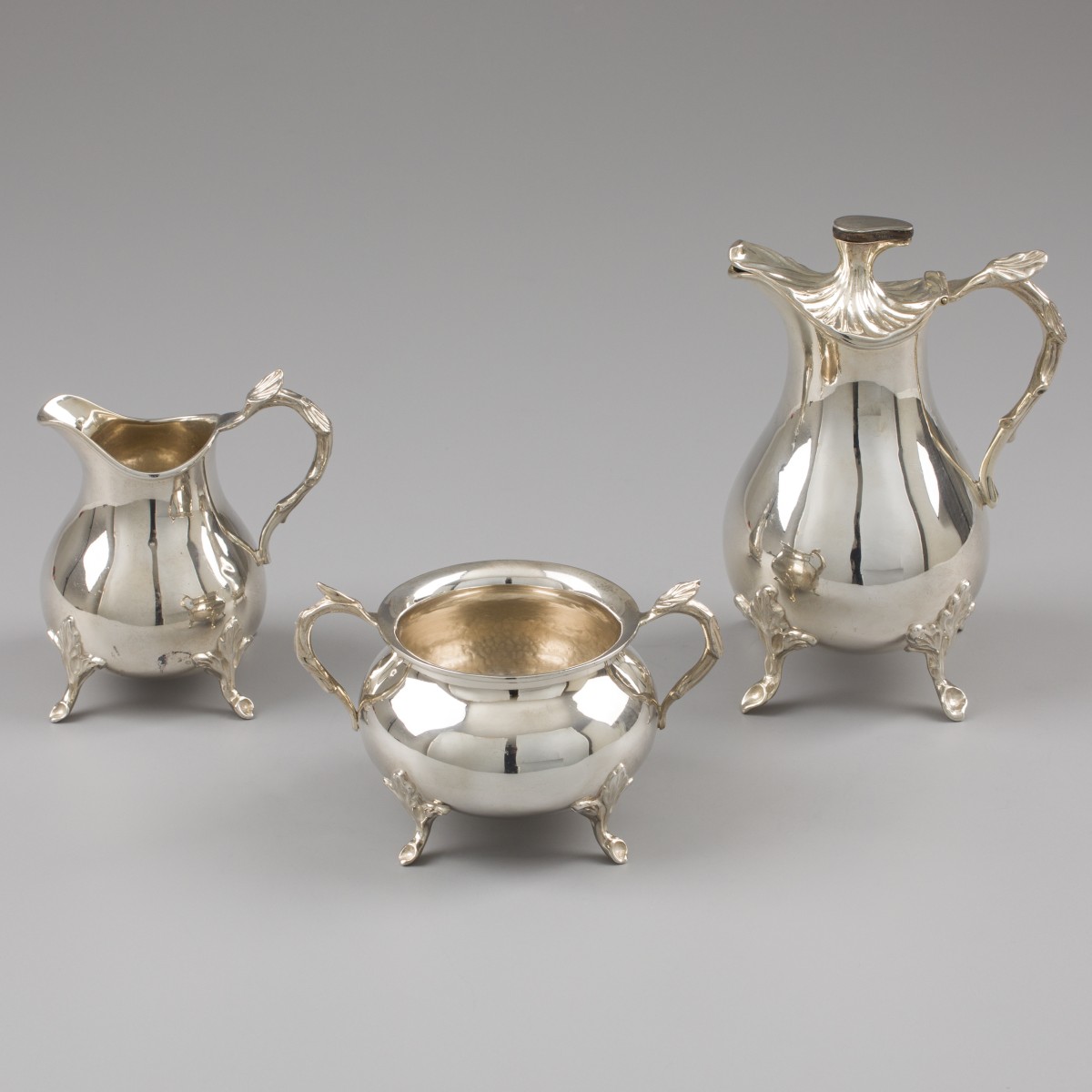 Koffieservies (3), Hendrik Poelman, 's-Gravenhage 1931, zilver.