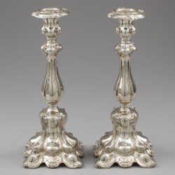 Rococo kandelaars (2), Hugo Böhm, Schwäbisch Gmünd ca. 1890, zilver.