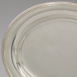 Koektrommel met onderschotel, J.M. van Kempen & Zonen, Voorschoten 1878, zilver.