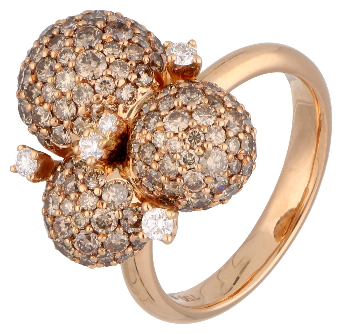 18K Roségouden cocktail ring met champagne kleurige diamanten